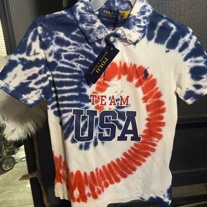 polo red white and blue rye sue team usa shirt